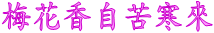 梅花香自苦寒來